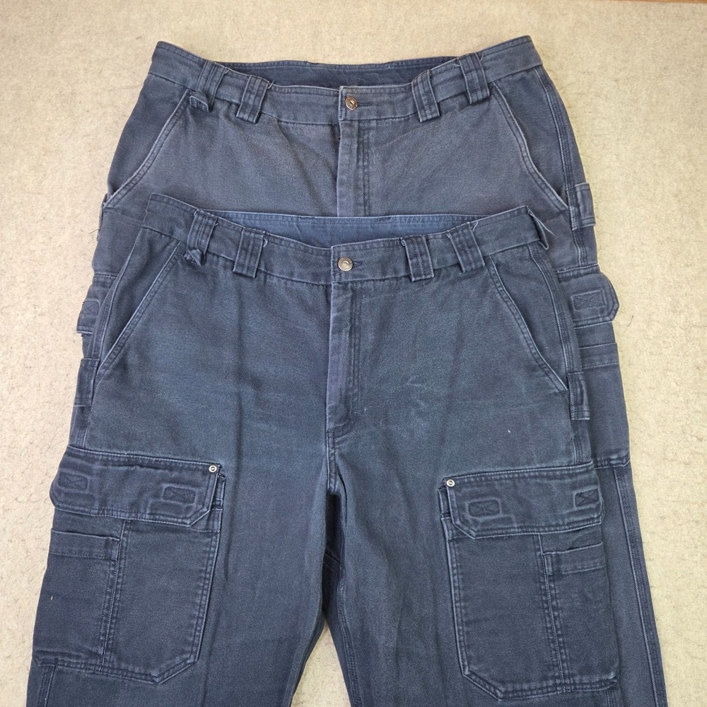 Lot of 2 Duluth Trading Cargo Pants Mens 40x32 Navy Blue Workwear Utility